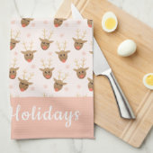 Rentier Pattern Happy Holidays Orange Geschirrtuch (Viertel Falte)