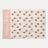 Rentier Pattern Happy Holidays Orange Geschirrtuch (Horizontal)