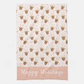 Rentier Pattern Happy Holidays Orange Geschirrtuch (Vertikal)