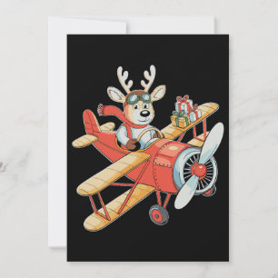 Rentier-Pilot-Weihnachten-Aviator-Flugzeug-Weihnac Feiertagskarte