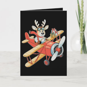 Rentier-Pilot-Weihnachten-Aviator-Flugzeug-Weihnac Karte