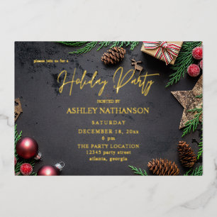 Rentier & Pine Rustic Holiday Party Folieneinladung