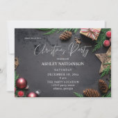 Rentier & Pine Rustikales Weihnachtsfest Party Einladung (Vorderseite)