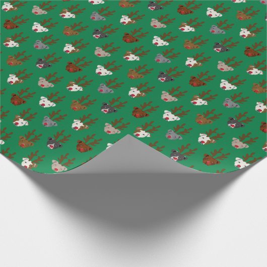 Rentier Pitbull Facette Weihnachtsfeiertag Geschenkpapier (Ecke)