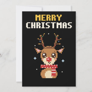 Rentier-Pixel-Art-Weihnachtskarte Feiertagskarte