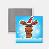 Rentier Playing Santa Magnet (Vorderseite/Rückseite)