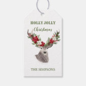 Rentier, Poinsettia Weihnachten Geschenkanhänger (Vorderseite)