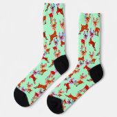 Rentier Prancing Springen im Fallschirm Niedlich Socken (Linkes Detail)