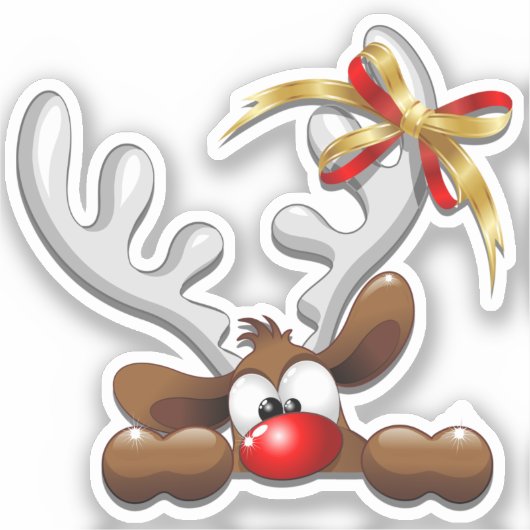 Rentier Puzzled Weihnachtsmann Aufkleber (Vorderseite)