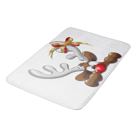 Rentier Puzzled Weihnachtsmann Badematte (Schrägansicht)