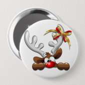 Rentier Puzzled Weihnachtsmann Button (Vorne & Hinten)