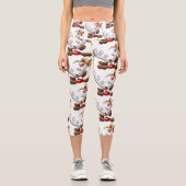 Rentier Puzzled Weihnachtsmann Capri Leggings (Vorderseite)