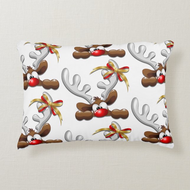 Rentier Puzzled Weihnachtsmann Dekokissen (Vorderseite)