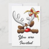 Rentier Puzzled Weihnachtsmann Einladung (Vorderseite)