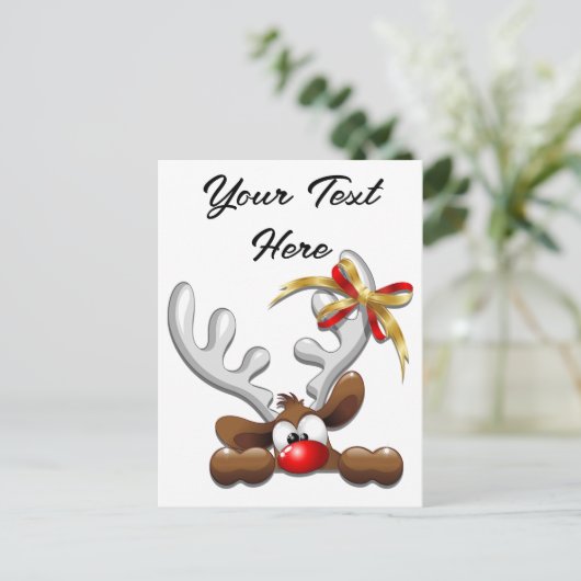 Rentier Puzzled Weihnachtsmann Feiertagspostkarte (Stehend Vorderseite)