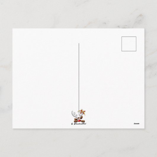 Rentier Puzzled Weihnachtsmann Feiertagspostkarte (Rückseite)