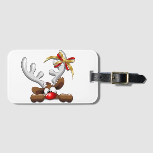 Rentier Puzzled Weihnachtsmann Gepäckanhänger (Vorderseite (Horizontal))