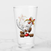 Rentier Puzzled Weihnachtsmann Glas (Vorderseite)