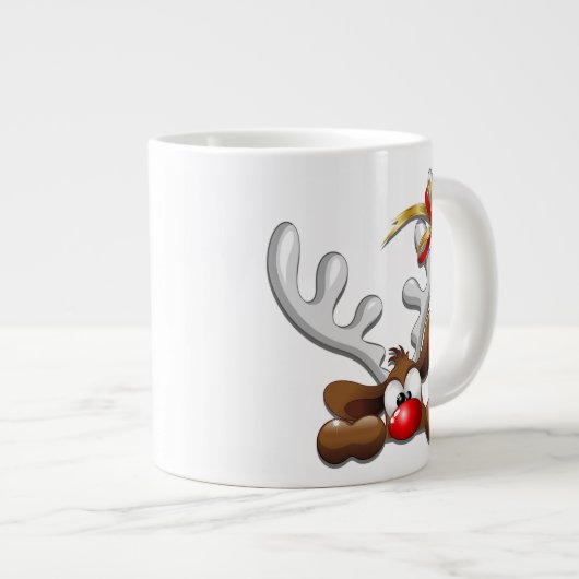 Rentier Puzzled Weihnachtsmann Jumbo-Tasse (Vorderseite Rechts)