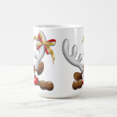 Rentier Puzzled Weihnachtsmann Kaffeetasse (Mittel)