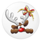 Rentier Puzzled Weihnachtsmann Keramikknauf (Vorderseite)