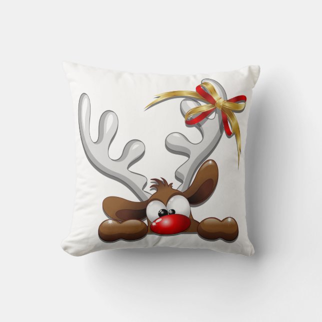 Rentier Puzzled Weihnachtsmann Kissen (Vorderseite)
