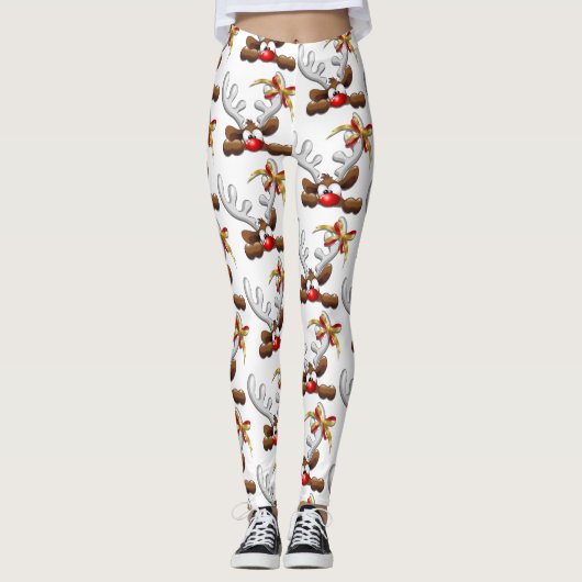Rentier Puzzled Weihnachtsmann Leggings (Vorderseite)