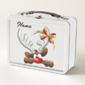 Rentier Puzzled Weihnachtsmann Metall Brotdose (Vorderseite)