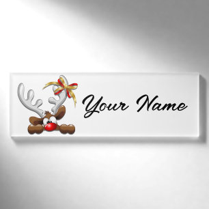 Rentier Puzzled Weihnachtsmann Namenschild