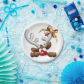 Rentier Puzzled Weihnachtsmann Pappteller (Party)