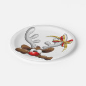 Rentier Puzzled Weihnachtsmann Pappteller (Schrägansicht)