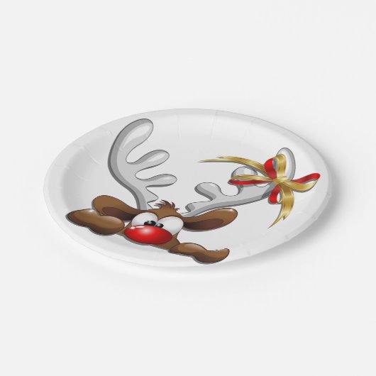 Rentier Puzzled Weihnachtsmann Pappteller (Schrägansicht)