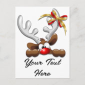 Rentier Puzzled Weihnachtsmann Postkarte (Vorderseite)