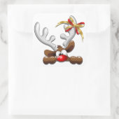 Rentier Puzzled Weihnachtsmann Quadratischer Aufkleber (Tasche)