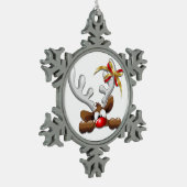 Rentier Puzzled Weihnachtsmann Schneeflocken Zinn-Ornament (Links)