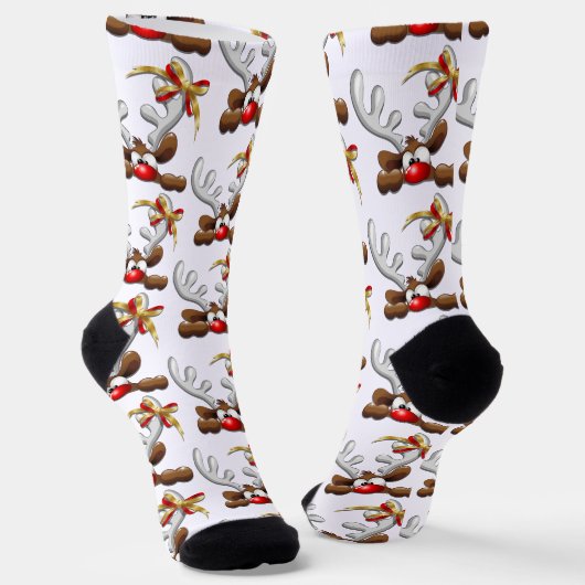 Rentier Puzzled Weihnachtsmann Socken (Gewinkelt)
