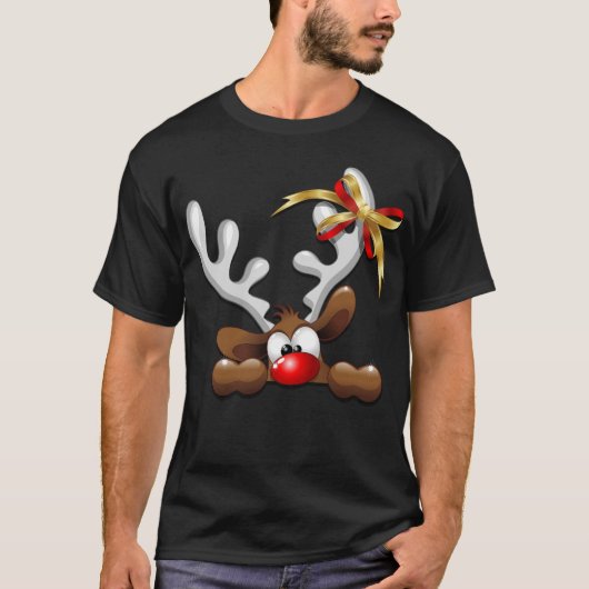 Rentier Puzzled Weihnachtsmann T-Shirt (Vorderseite)
