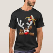 Rentier Puzzled Weihnachtsmann T-Shirt (Vorderseite)
