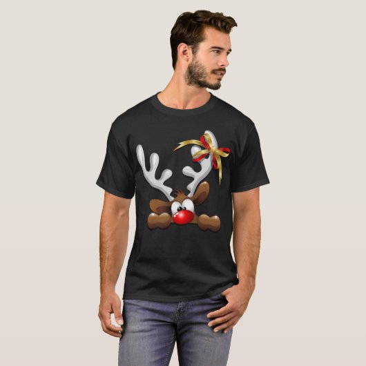 Rentier Puzzled Weihnachtsmann T-Shirt (Vorne ganz)