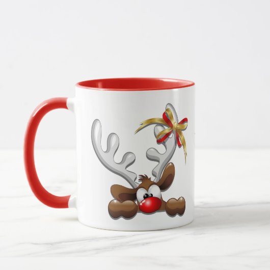 Rentier Puzzled Weihnachtsmann Tasse (Links)