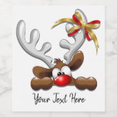 Rentier Puzzled Weihnachtsmann Weinetikett (Einzelnes Label)