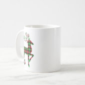 Rentier Red and Green Buffalo Karierte Weihnachten Kaffeetasse (Vorderseite Links)