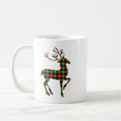 Rentier Red and Green Buffalo Karierte Weihnachten Kaffeetasse (Links)