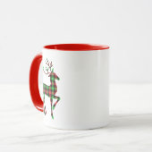 Rentier Red and Green Buffalo Karierte Weihnachten Tasse (Vorderseite Links)