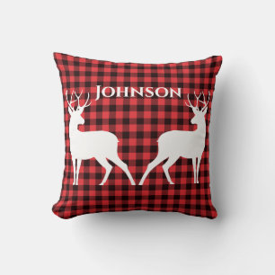 Rentier Red & Black Tartan Muster Buffalo Kariert Kissen