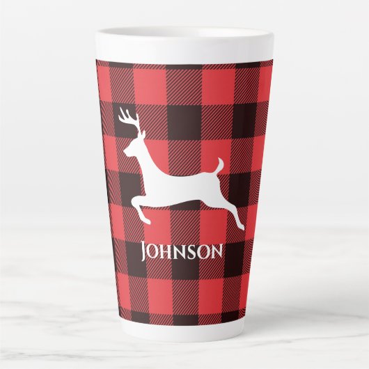 Rentier Red & Black Tartan Muster Buffalo Kariert Milchtasse (Vorderseite)
