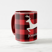 Rentier Red & Black Tartan Muster Buffalo Kariert Tasse (Vorderseite Links)