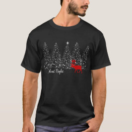 Rentier Red & White Weihnachtsbaum Stille Nacht T-Shirt