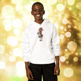 Rentier Rider Christmas Elf Boy's Hoodie