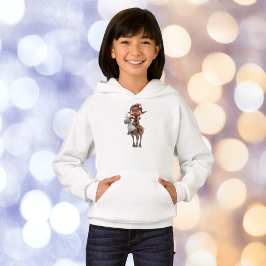 Rentier Rider Christmas Elf Girl's Hoodie